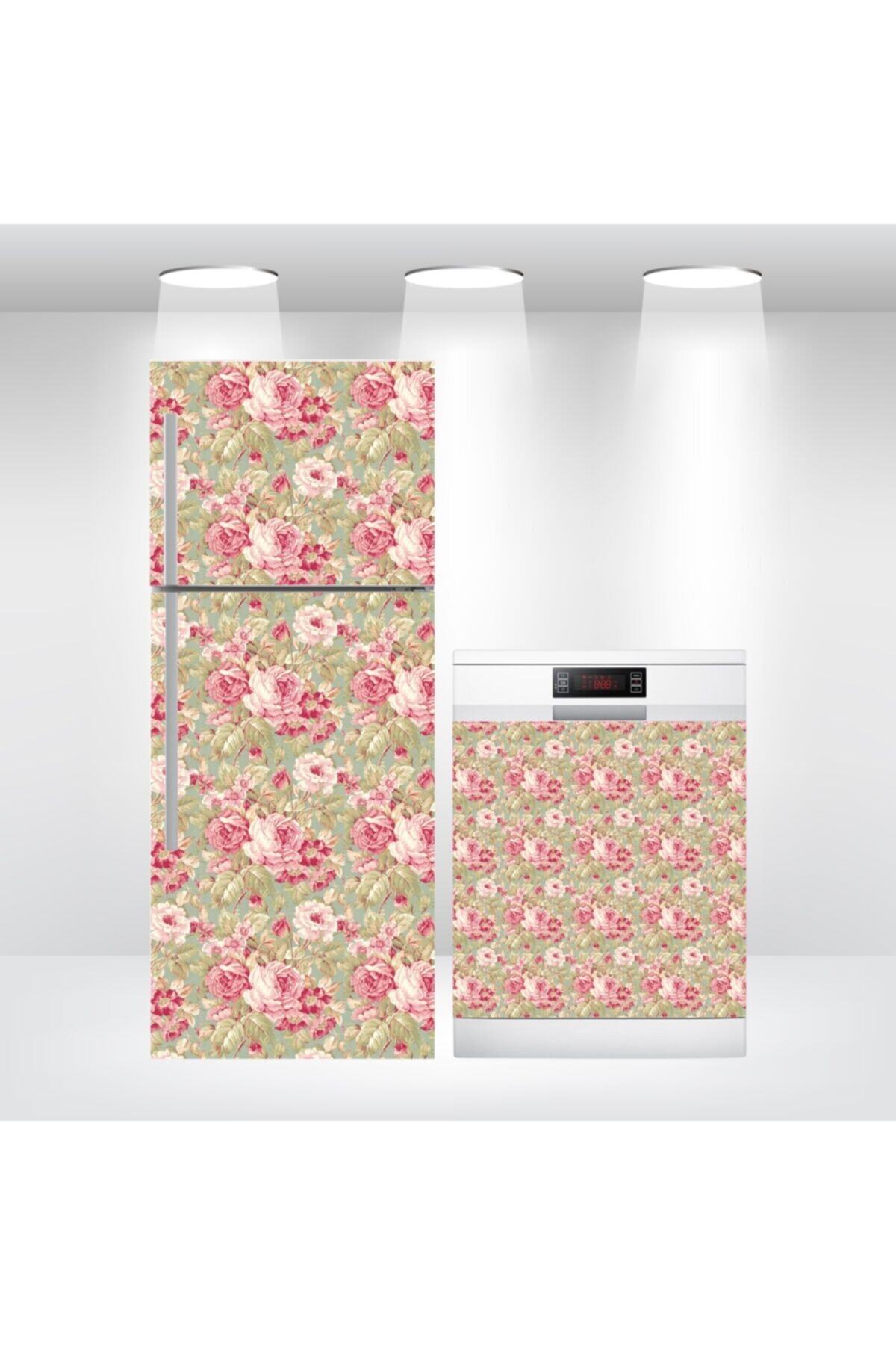Buzdolabı Ve Bulaşık Makinesi Kapak Kendinden Yapışkanlı Sticker Folyo Gül