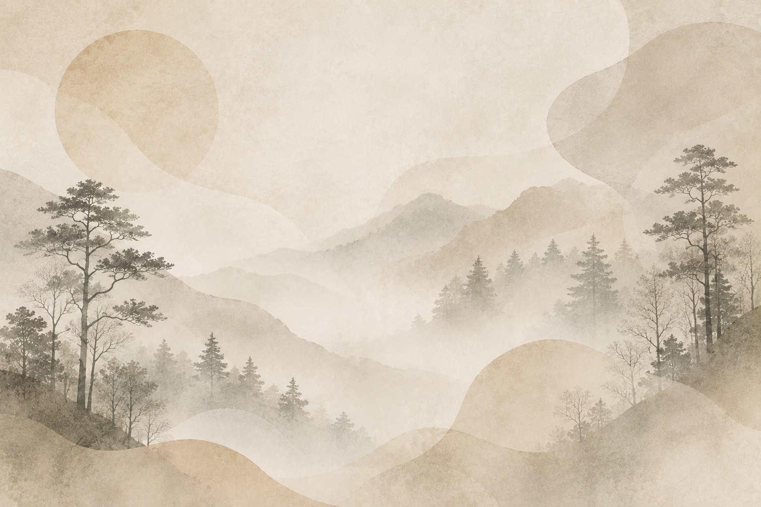 Sessiz Orman - Minimal Japon Manzara Duvar Kağıdı