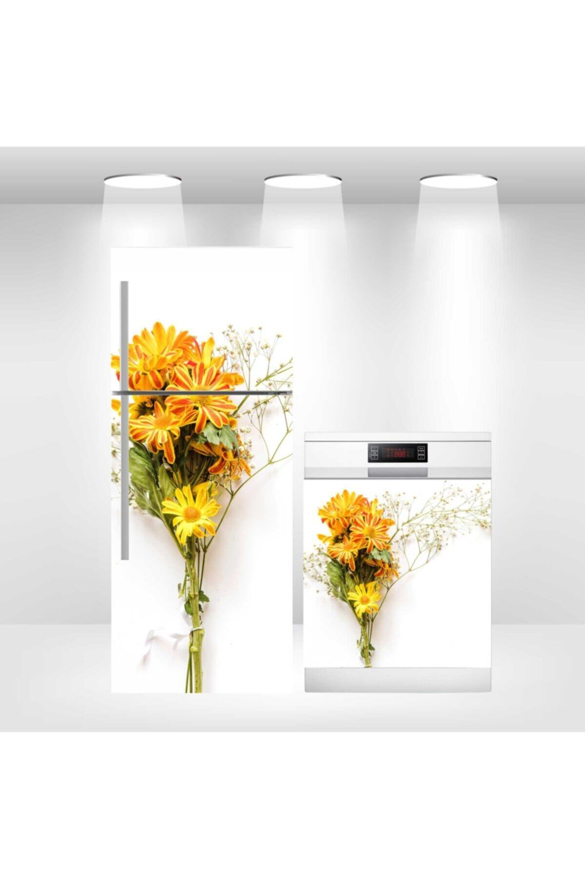 Buzdolabı Ve Bulaşık Makinesi Kapak Kendinden Yapışkanlı Folyo Kaplama Papatyalar