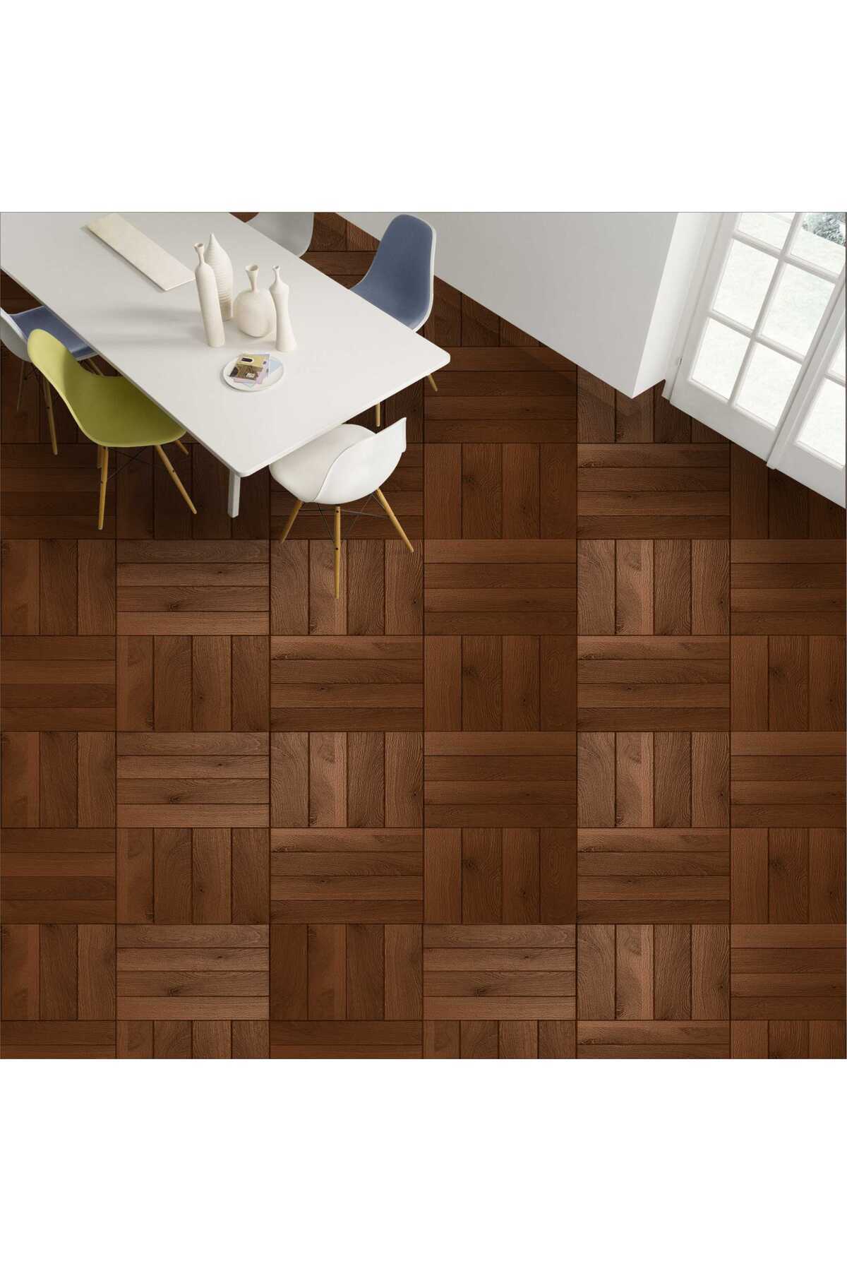 Yer Kaplama Folyosu Kendinden Yapışkanlı Laminasyonlu Ahşap Parke Desen 60cm X 100cm