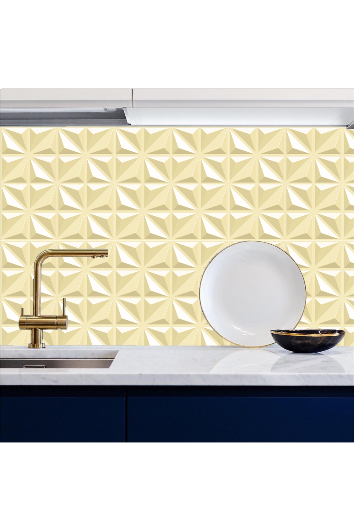 Mutfak Taş Tezgah Arası Kendinden Yapışkanlı Folyo Kaplama Krem Turuncu 60cmx100cm