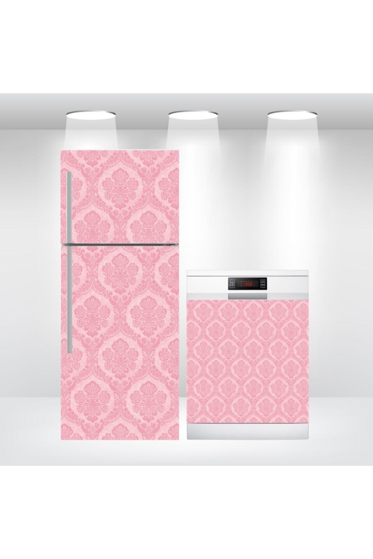 Buzdolabı Ve Bulaşık Makinesi Kapak Kendinden Yapışkanlı Sticker Folyo Pembe