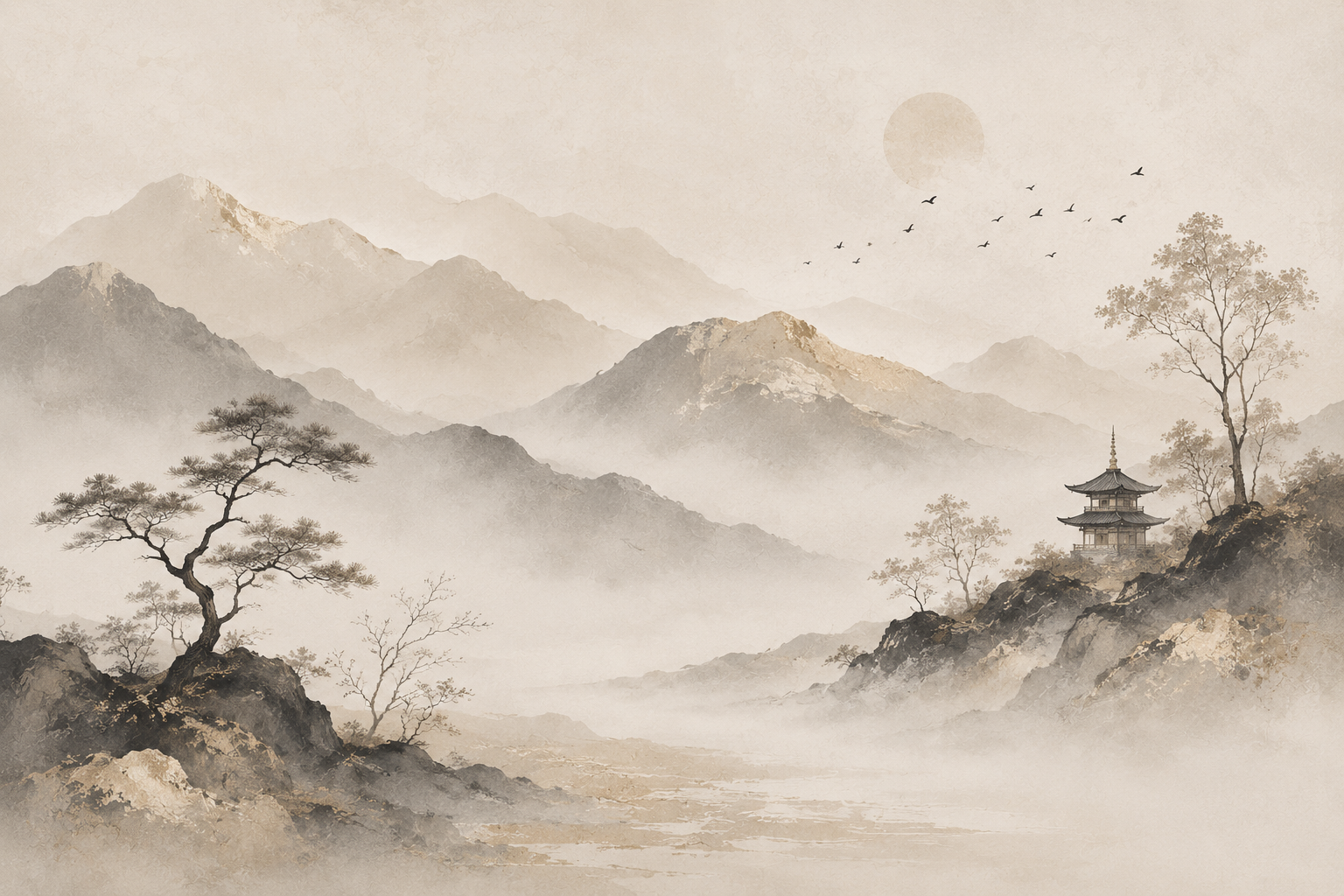 Zen Manzara - Japon Tarzı Duvar Kağıdı
