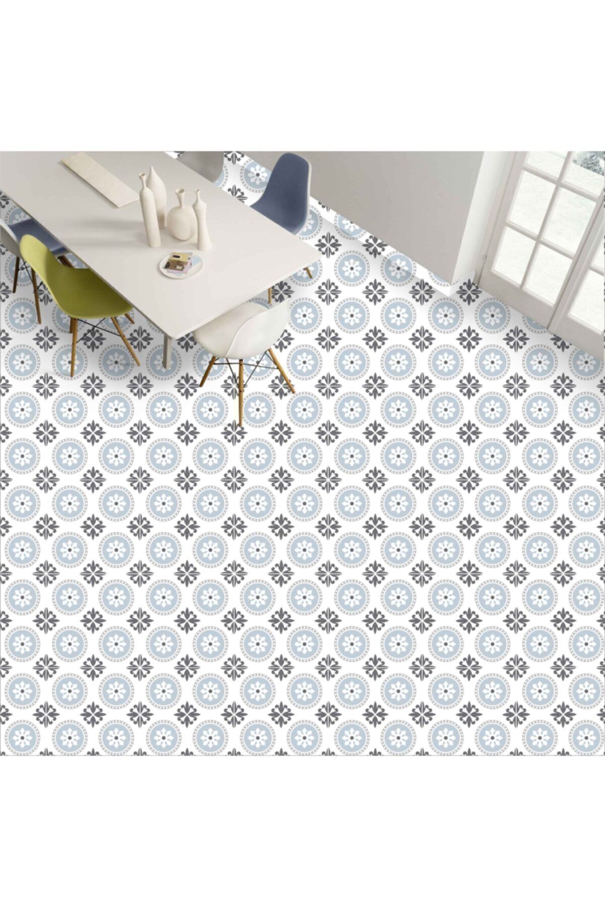Yer Kaplama Kendinden Yapışkanlı Folyo Laminasyonlu Karo Taş Desen 60cm X 100cm