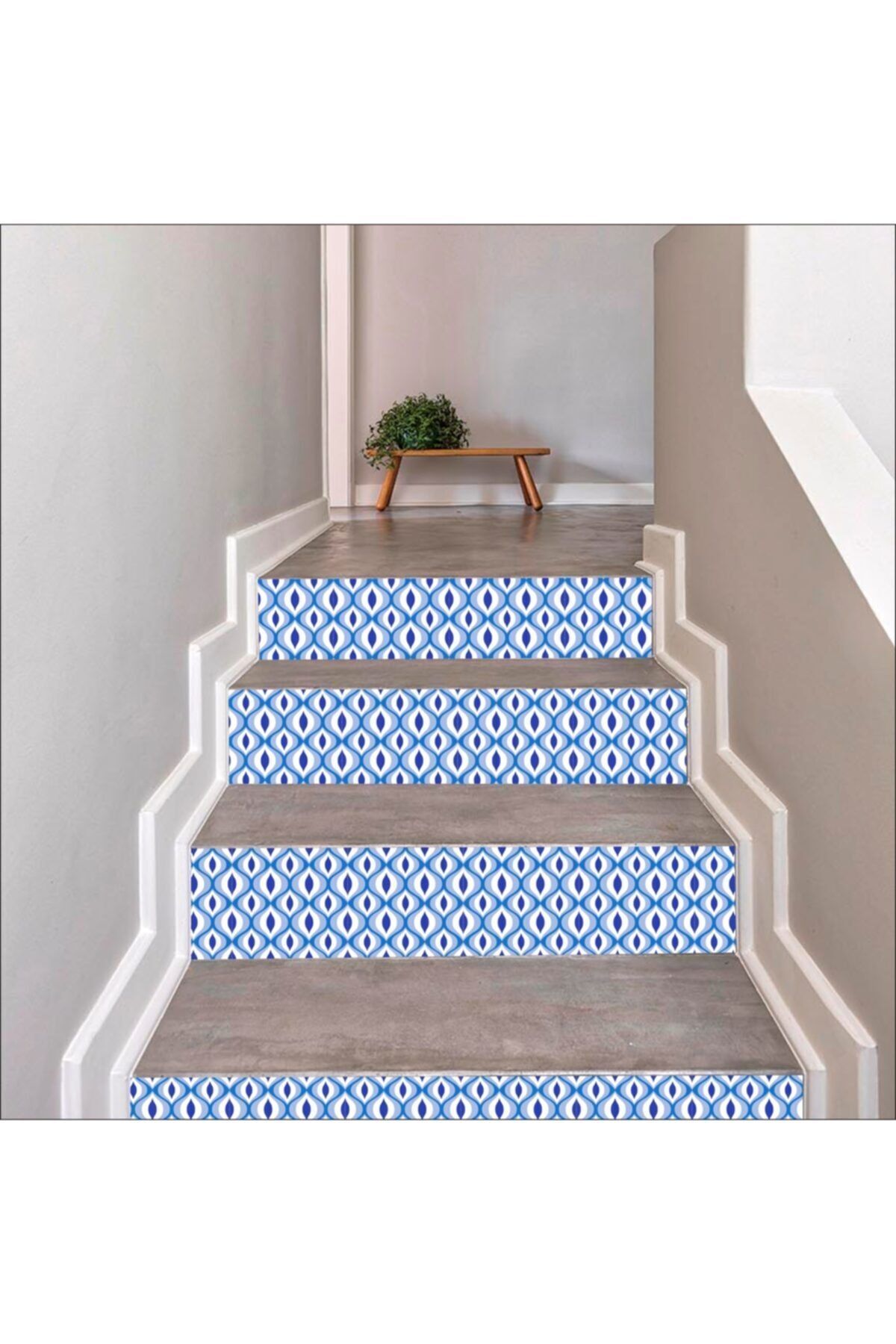 Mavi Merdiven Sticker Kendinden Yapışkanlı Folyo Kaplama 5 Adet (18CM X 120CM)