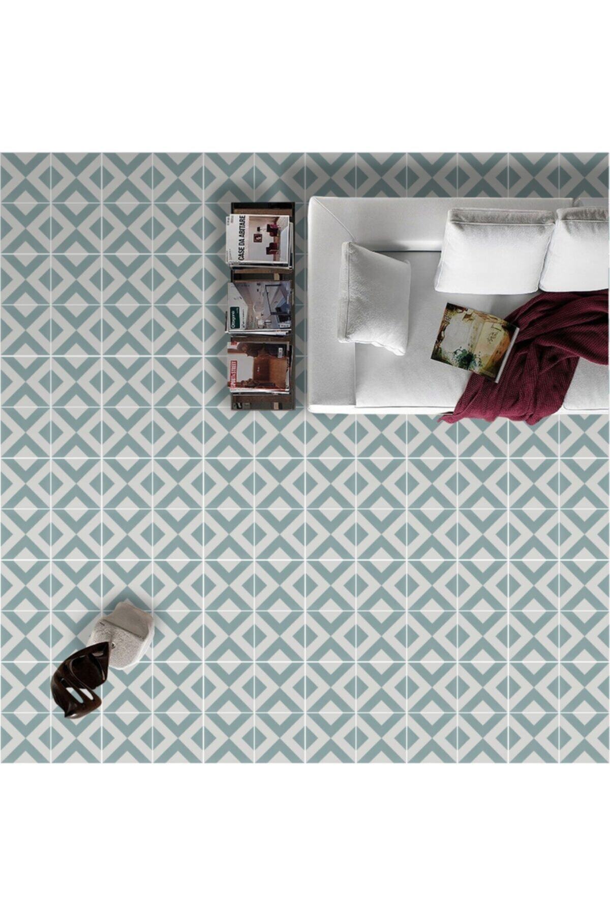 Kendinden Yapışkanlı Laminasyonlu Karo Taş Desen Yer Kaplama Folyosu 60cm X 100cm