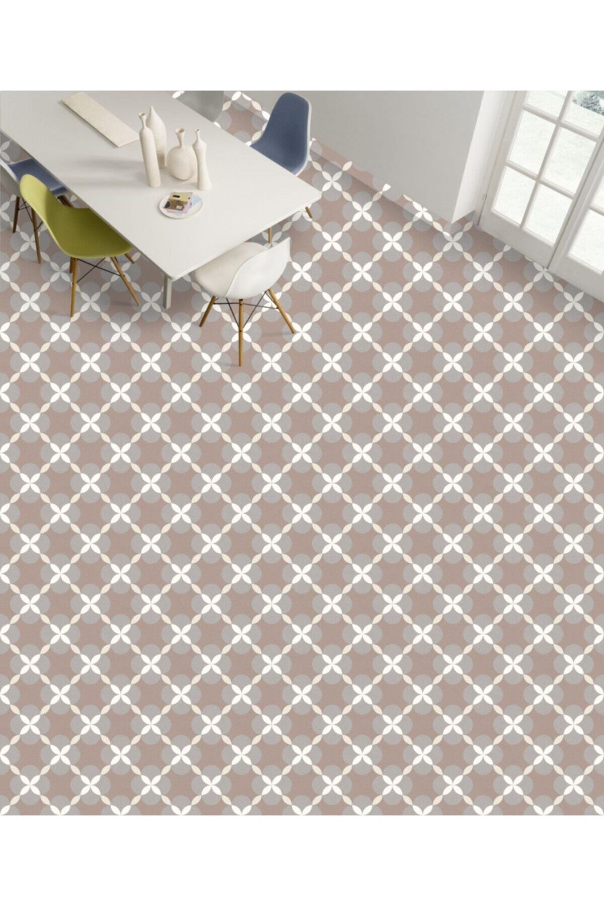 Yer Kaplama Folyosu Kendinden Yapışkanlı Laminasyonlu Karo Taş Desen 60x100cm