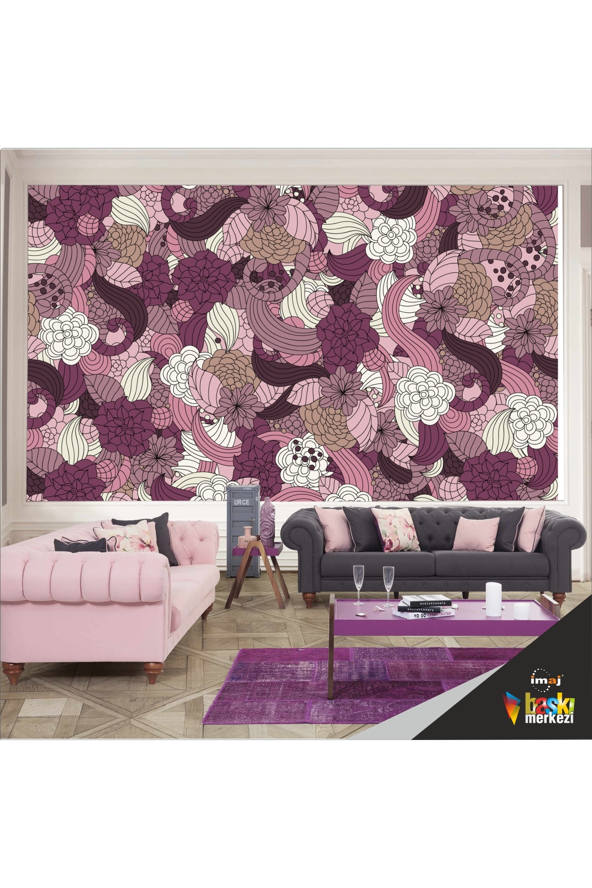 Duvar Kağıdı Kendinden Yapışkanlı Kaplama Folyosu Pembe Gülkurusu 50cm x 300cm