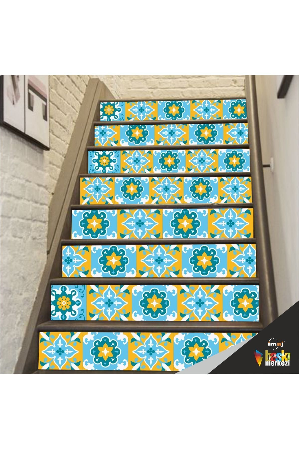 Merdiven Sticker Kendinden Yapışkanlı Folyo Kaplama 5 Adet 18cm X 120cm Çiçek