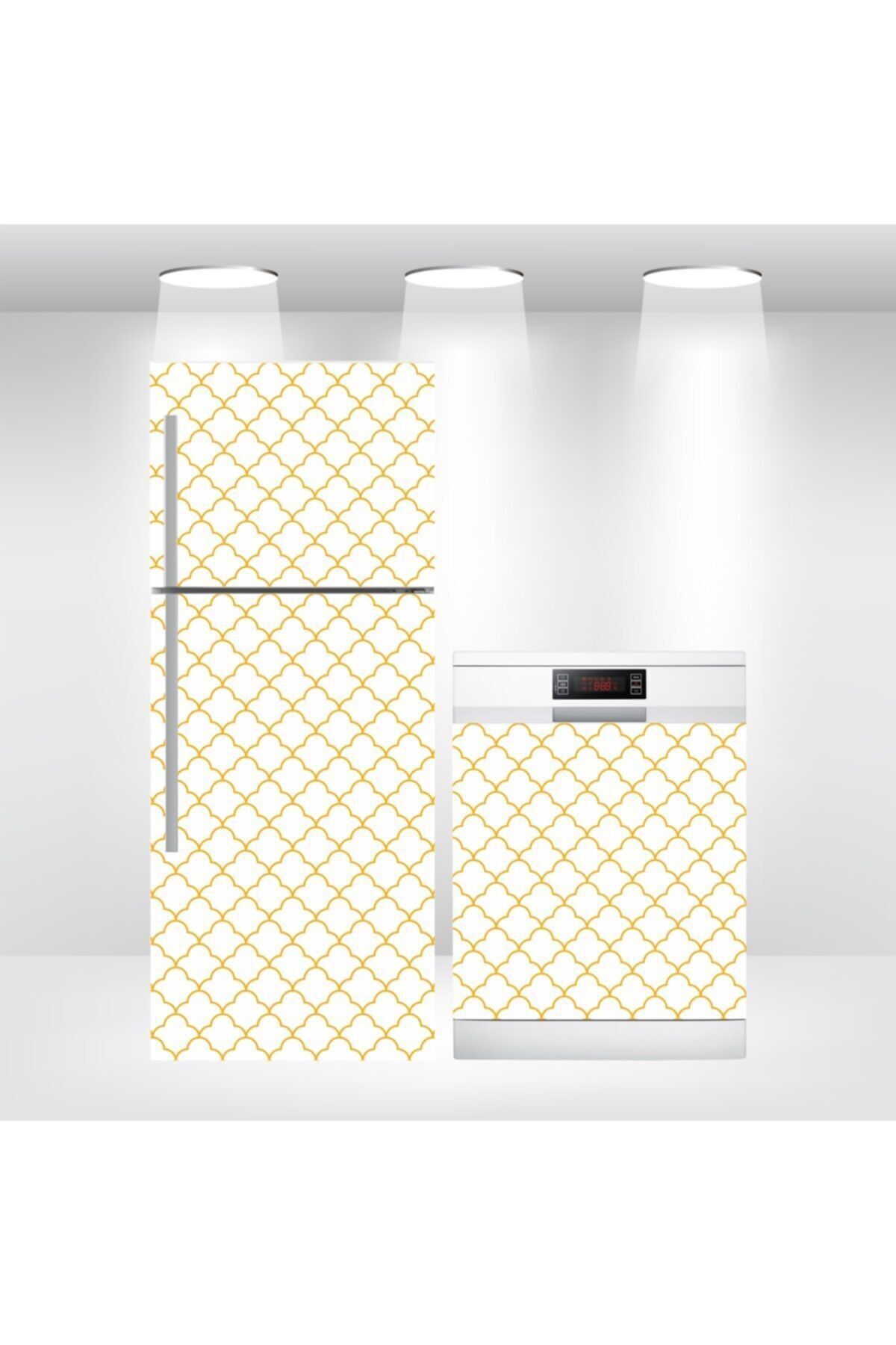 Buzdolabı Ve Bulaşık Makinesi Kapak Sticker Kendinden Yapışkanlı Folyo Kaplama Sarı