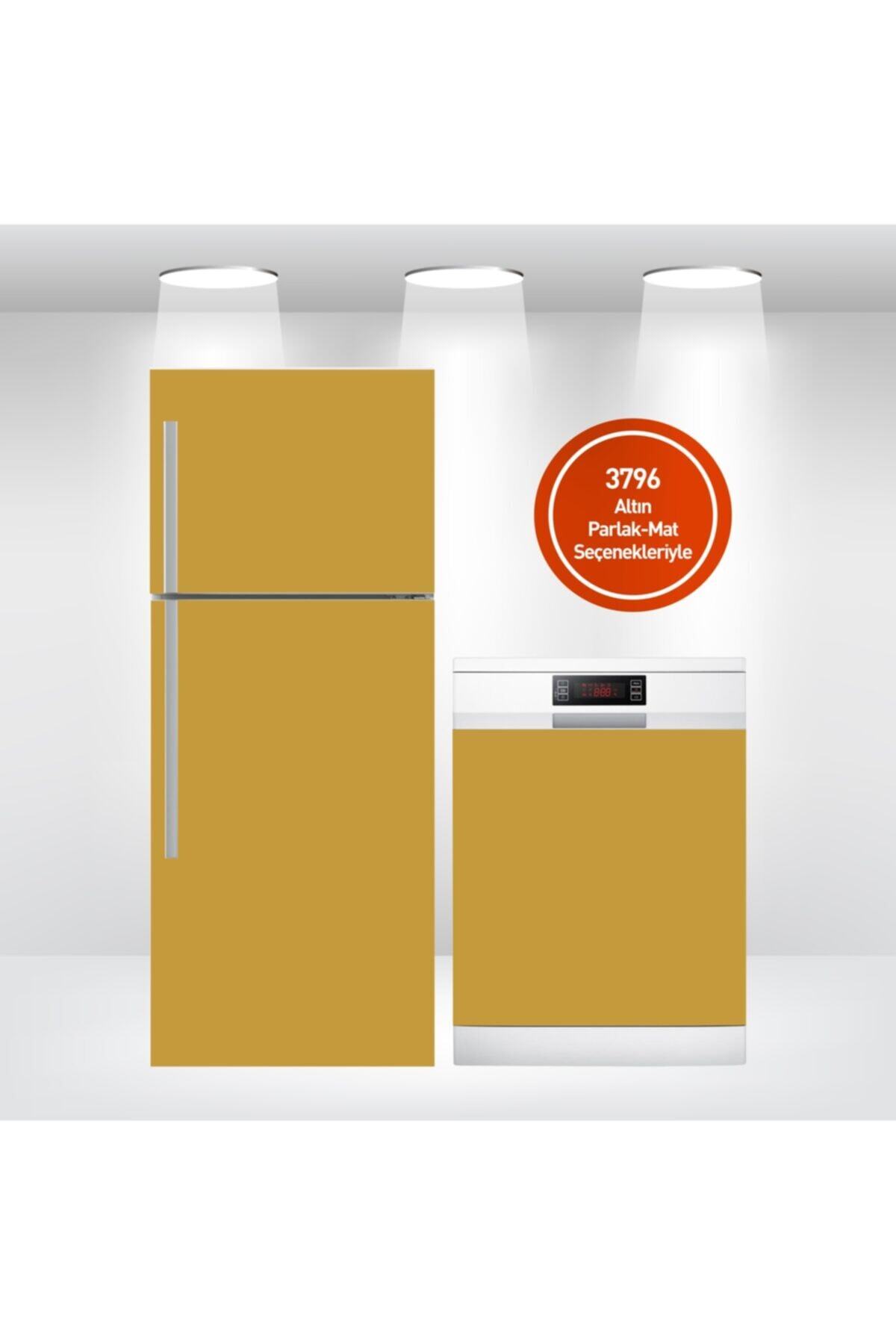 Buzdolabı Ve Bulaşık Makinesi Kapak Sticker Kendinden Yapışkanlı Folyo Kaplama Altın