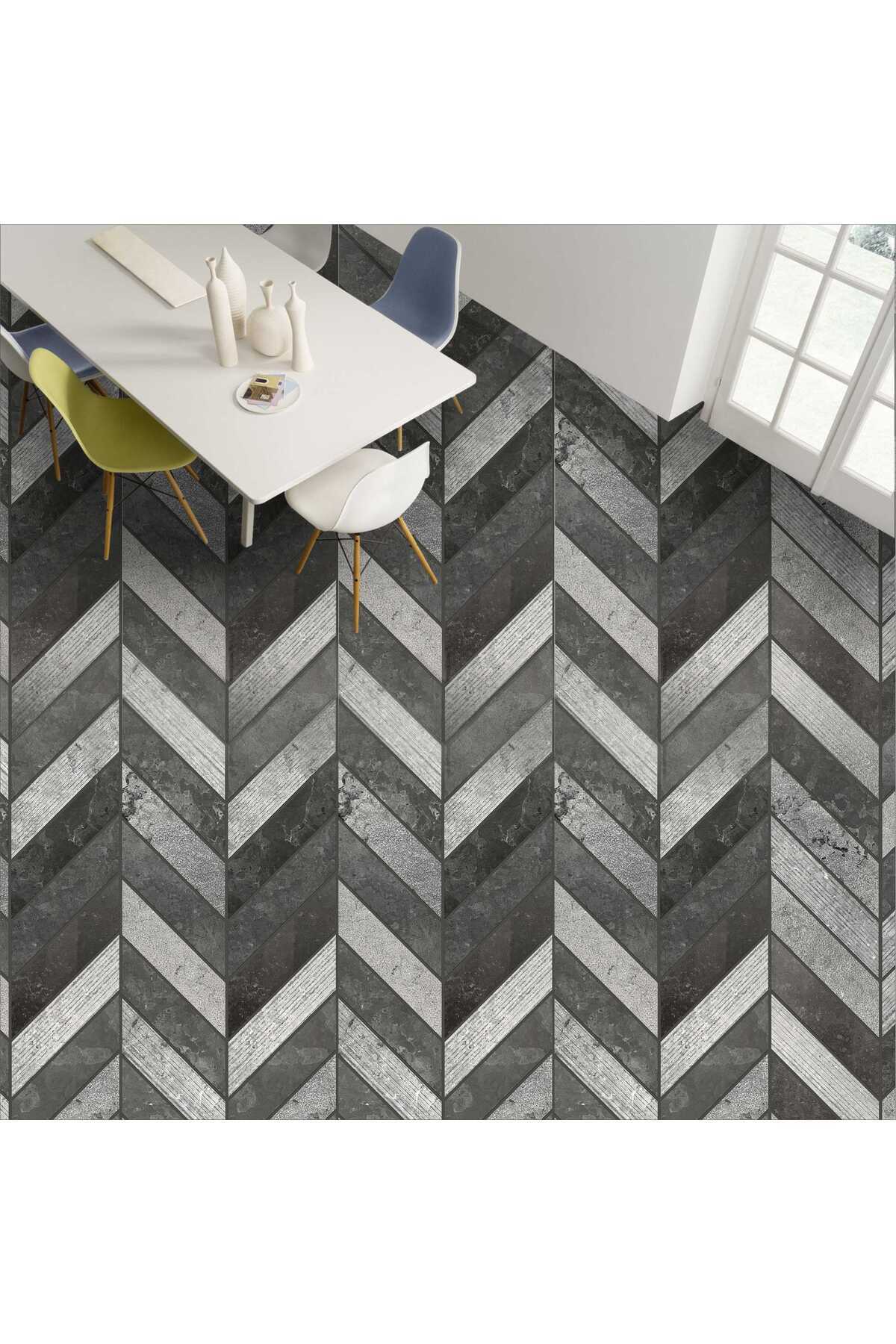 Yer Kaplama Folyosu Kendinden Yapışkanlı Laminasyonlu Balıksırtı Ahşap Parke Desen 60cm X 100cm